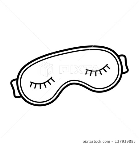 Sleep mask. Hand drawn sketch icon of eye mask for sleep. Isolated vector illustration in doodle line style. Sleep mask. Hand drawn sketch icon of eye mask for sleep. Isolated vector illustration in doodle line style. 137939883