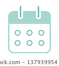 A simple calendar icon. Light green color. 137939954