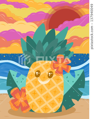 At sunset, a cute phoenix figurine on the Atsushi Sea. 137940049