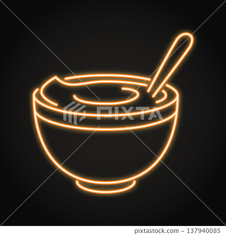 Bowl with Samanu dessert neon icon 137940085