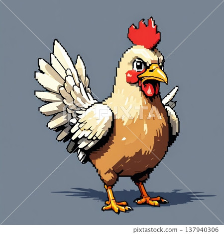 Cute pixel art chicken (LINE sticker style) 137940306