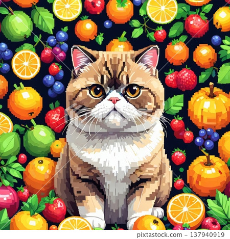 可愛的異國短毛貓像素畫（LINE貼圖風格） 137940919