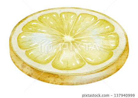 Watercolor illustration of Lemon Slice with detailed pulp texture and translucent flesh. Citrus fruit element isolated for food packaging, recipe design, kitchen prints, menus and branding. Watercolor illustration of Lemon Slice with detailed pulp texture and translucent flesh. Citrus fruit element isolated for food packaging, recipe design, kitchen prints, menus and branding. 137940999