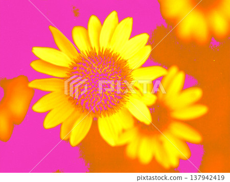 Experimental botanical art featuring glowing flowers in a thermal camera infrared style. Trendy psychedelic aura aesthetic. Pop art. Experimental botanical art featuring glowing flowers in a thermal camera infrared style. Trendy psychedelic aura aesthetic. Pop art. 137942419