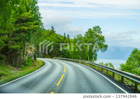 Road landscape in norwegian mountains Road landscape in norwegian mountains 137942846