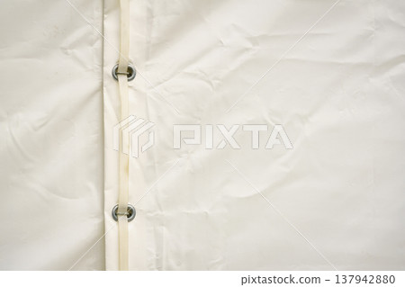 White tarp, waterproof tarpaulin detail 137942880
