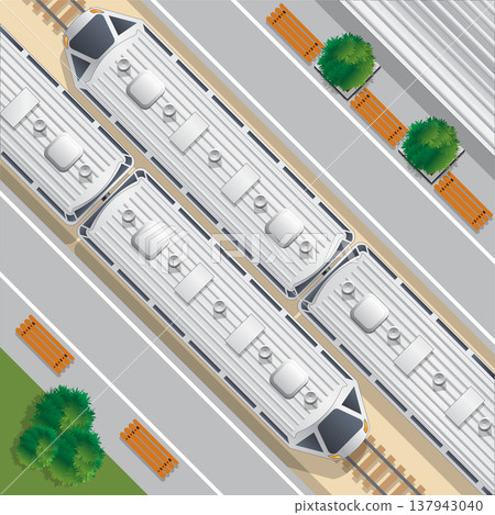 Railway station. View from above. Vector illustration. Railway station. View from above. Vector illustration. 137943040