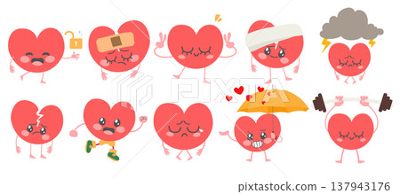 Heart Mascot Set Collection Heart Mascot Set Collection 137943176