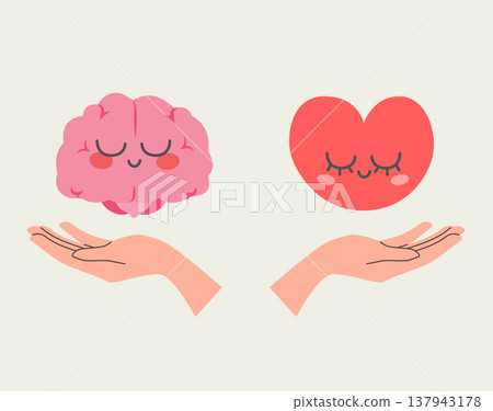 Female Hands Holding Brain and Heart Mind Emotion Balance Concept Female Hands Holding Brain and Heart Mind Emotion Balance Concept 137943178