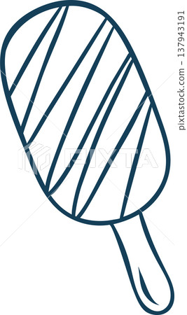 Mediterranean blue line doodle of a classic chocolate popsicle. Minimalist ice cream icon for cafe logos, summer packaging or sweet shop branding Mediterranean blue line doodle of a classic chocolate popsicle. Minimalist ice cream icon for cafe logos, summer packaging or sweet shop branding 137943191