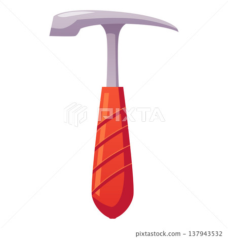 Surveyor equipment, pick tool, axe vector flat icon, cartoon iron sharp blade with red handle, equipment hatchet Surveyor equipment, pick tool, axe vector flat icon, cartoon iron sharp blade with red handle, equipment hatchet 137943532