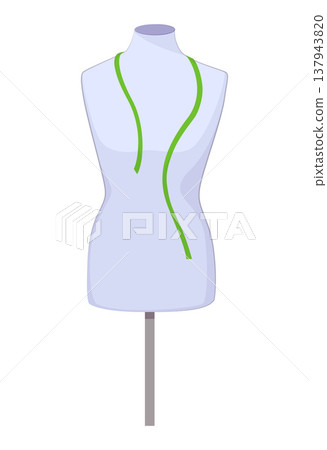 Tailor mannequin for sewing, isolated dressmaking dummy in simple cartoon style. Flat vector illustration. Tailor mannequin for sewing, isolated dressmaking dummy in simple cartoon style. Flat vector illustration. 137943820