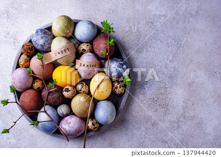Easter eggs paint with natural dye Easter eggs paint with natural dye 137944420
