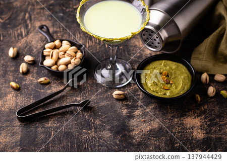 Pistachio creamy coctail martini or liquor Pistachio creamy coctail martini or liquor 137944429
