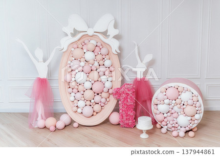 Festive Ballet Themed Display Setup. Colorful Ballet Party Scene With Playful Elements 137944861