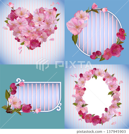 Vector spring banners with beautiful sakura flowers Vector spring banners with beautiful sakura flowers 137945903