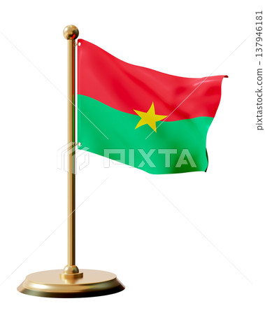 This flags of Burkina Faso features red and green colors with a yellow star in the center. It is cut out and isolated on a clear background for easy viewing and recognition This flags of Burkina Faso features red and green colors with a yellow star in the center. It is cut out and isolated on a clear background for easy viewing and recognition 137946181