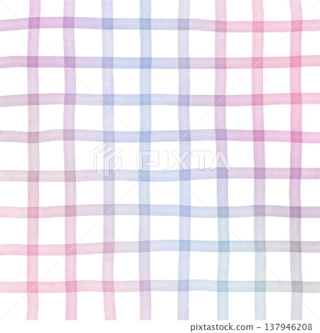 Pink Purple Gradient Plaid Gingham Madras Check Hand Drawn Background Pattern Overlay 137946208