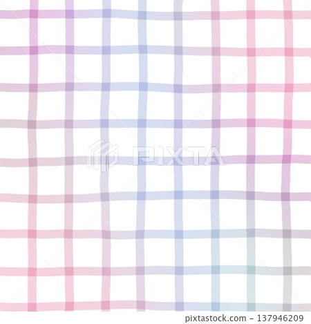 Pink Purple Gradient Plaid Gingham Madras Check Hand Drawn Background Pattern Overlay 137946209