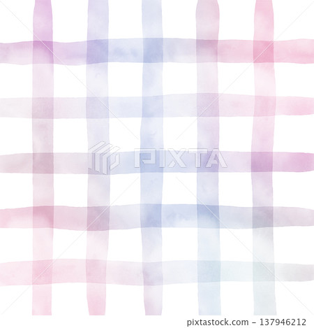 Pink Purple Gradient Plaid Gingham Madras Check Hand Drawn Background Pattern Overlay 137946212