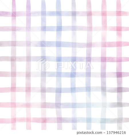 Pink Purple Gradient Plaid Gingham Madras Check Hand Drawn Background Pattern Overlay 137946216