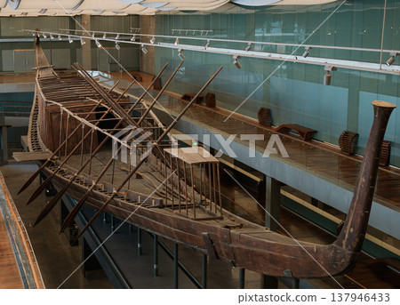 The Great Pyramid of Giza: The Solar Boat of Khufu (reconstructed wooden boat) The Great Pyramid of Giza: The Solar Boat of Khufu (reconstructed wooden boat) 137946433