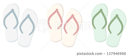 Pastel beach flip flops icons set, without background Pastel beach flip flops icons set, without background 137946998
