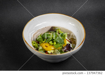 Fresh vegetable salad. Healthy food. Healthy eating concept. Top view close up  137947362