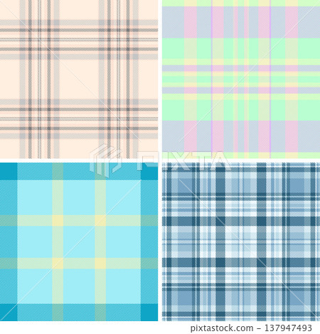 Plaid pack perfect for stationery bundles. Seamless tartan textures enhance both school and professional printed products. Vector paths maintain alignment. 137947493