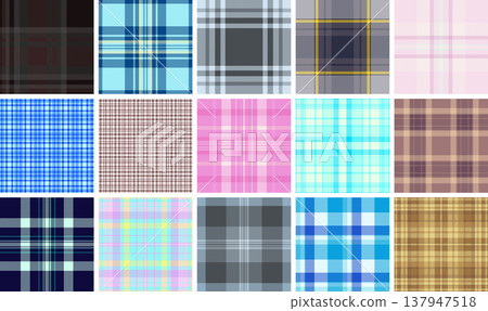 Plaid pattern pack for printable modern fashion templates. Suitable for e-commerce mockups, line sheets, and product presentations. Seamless vectors maintain alignment. Plaid pattern pack for printable modern fashion templates. Suitable for e-commerce mockups, line sheets, and product presentations. Seamless vectors maintain alignment. 137947518