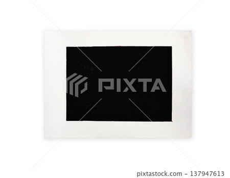 A solid black rectangular shape printed on a white paper background. A solid black rectangular shape printed on a white paper background. 137947613