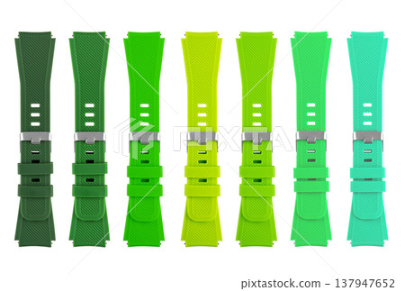 leather strap for electronic watches, on a white background, collage leather strap for electronic watches, on a white background, collage 137947652