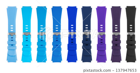 leather strap for electronic watches, on a white background, collage leather strap for electronic watches, on a white background, collage 137947653