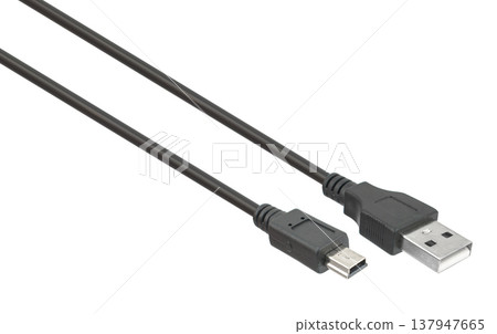 Connector mini-USB, USB with cable, isolated on white background 137947665