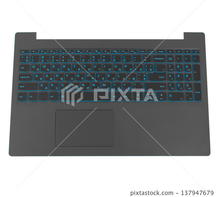 keyboard piece of case for a laptop, a spare part for a laptop, on a white background in isolation 137947679