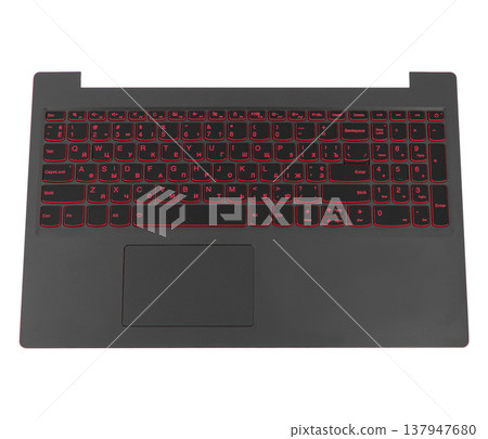 keyboard piece of case for a laptop, a spare part for a laptop, on a white background in isolation 137947680