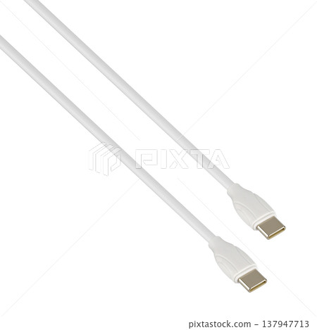 connector with cable, USB, Type-C, white color, white background connector with cable, USB, Type-C, white color, white background 137947713