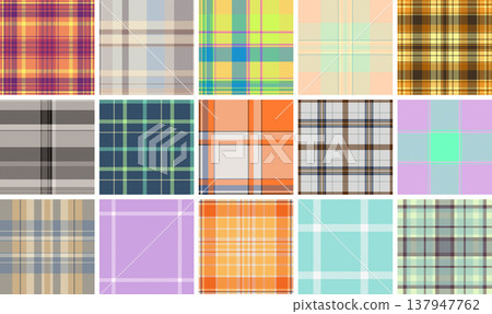 Retro plaid pattern bundle for craft cutting. Clear tartan paths support plotters. Vector accuracy helps production. 137947762