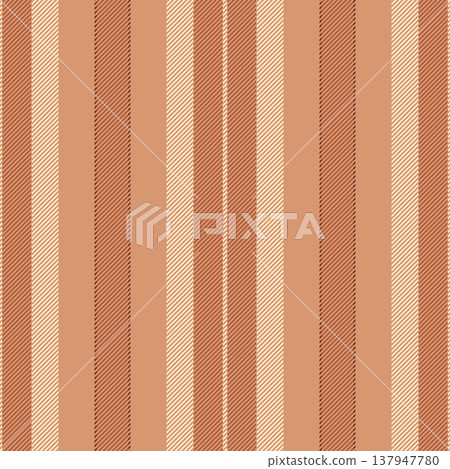 Teminine stripe texture pattern, floor lines fabric vector. Oobby background seamless textile vertical in orange and blanched almond colors. 137947780