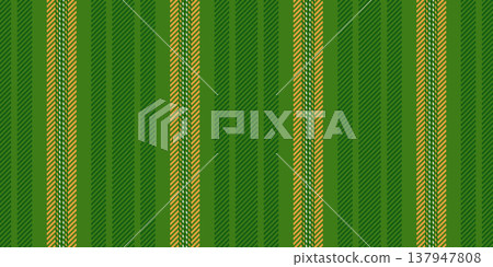 Wide textile lines vertical, cosy texture background seamless. Tone vector fabric pattern stripe in green and orange colors. 137947808