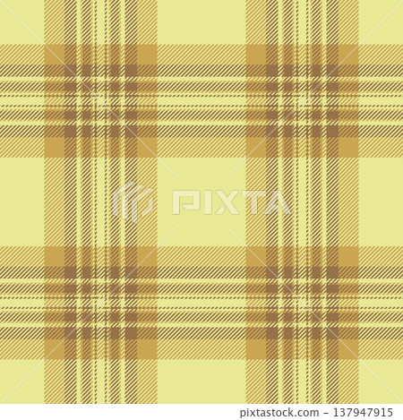 Beautiful pattern plaid fabric, tweed texture textile seamless. Model tartan vector check background in yellow and amber colors. 137947915