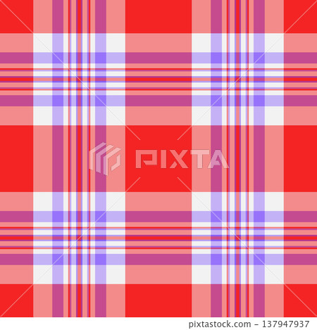 Material background texture pattern, pure seamless plaid fabric. Sparse textile check vector tartan in red and pink colors. Material background texture pattern, pure seamless plaid fabric. Sparse textile check vector tartan in red and pink colors. 137947937