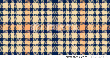 Hounds tooth textile plaid seamless, magazine tartan pattern texture. Perfection vector fabric check background in amber and blue colors. Hounds tooth textile plaid seamless, magazine tartan pattern texture. Perfection vector fabric check background in amber and blue colors. 137947938