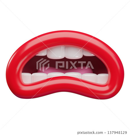 Sad mouth expression, vector cartoon 3D disappointed character open mouth shape, comic funny red lips, teeth and tongue Sad mouth expression, vector cartoon 3D disappointed character open mouth shape, comic funny red lips, teeth and tongue 137948129