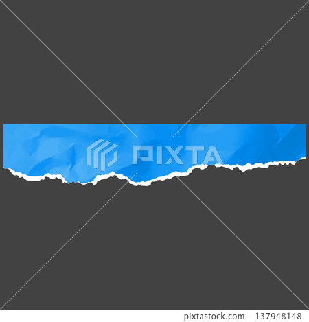 A bright blue crumpled paper strip with a white torn edge along the bottom. 137948148
