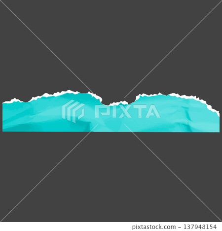 Blue crumpled torn paper page strip with top jagged edge, torn sheet fragment, vector realistic wrinkled cardboard scrap Blue crumpled torn paper page strip with top jagged edge, torn sheet fragment, vector realistic wrinkled cardboard scrap 137948154