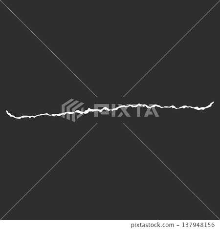 White paper strip torn edge, ripped line border, vector realistic torn sheet fragment side, ripped edge stroke frame 137948156