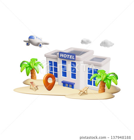 3d hotel and travel vacation set vector illustration 137948188