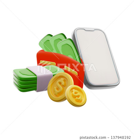 Vector illustration set of money wallet and phone 137948192