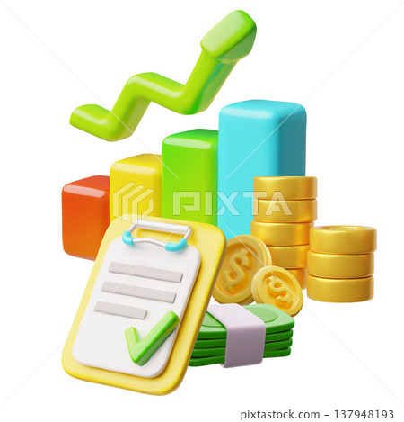 Investments and finance 3d set vector illustration Investments and finance 3d set vector illustration 137948193